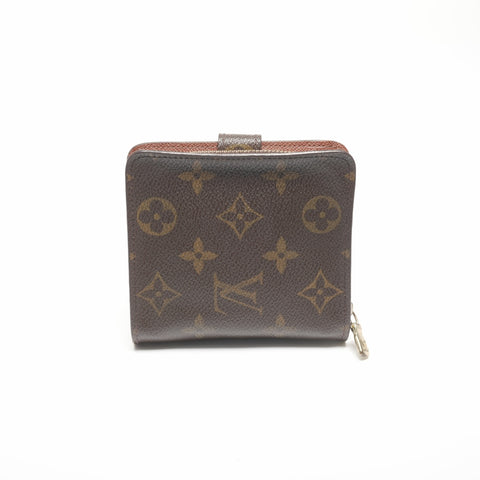 LOUIS VUITTON 2002 Monogram Compact Zip Bifold Wallet Brown WS24363