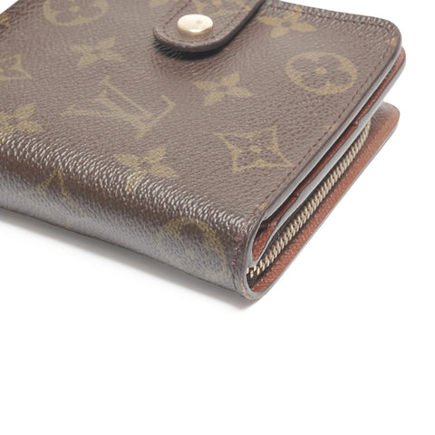 LOUIS VUITTON 2002 Monogram Compact Zip Bifold Wallet Brown WS24363