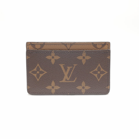 LOUIS VUITTON Monogram Reverse Porte Cartes Simple Card Case Brown WS24385
