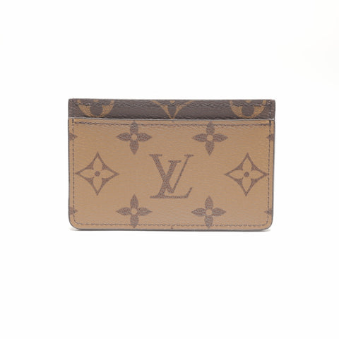 LOUIS VUITTON Monogram Reverse Porte Cartes Simple Card Case Brown WS24385