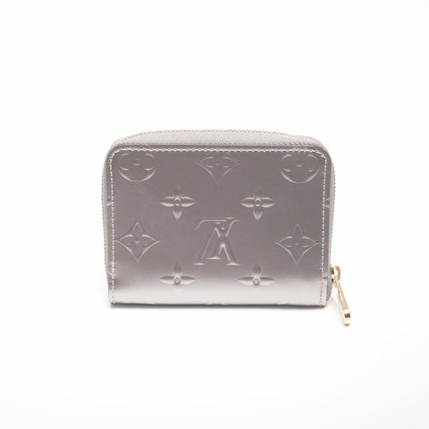 LOUIS VUITTON 2020 Zip Around Purse Vernis Coin case Silver WS24386