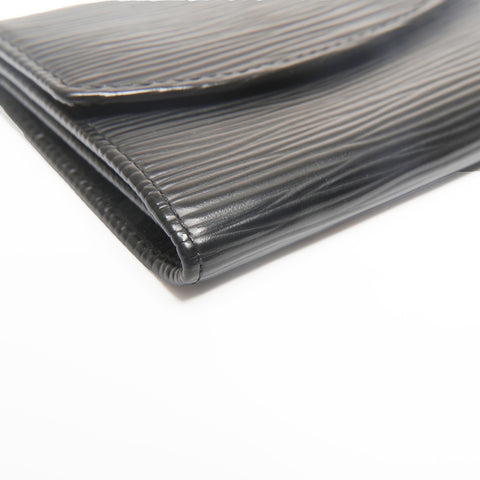 LOUIS VUITTON 2003 Epi Porte Monnaie Simple Coin case black WS24390