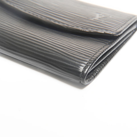 LOUIS VUITTON 2003 Epi Porte Monnaie Simple Coin case black WS24390