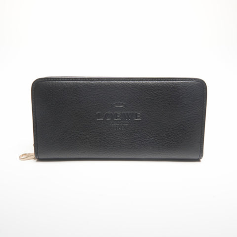 LOEWE 皮革徽标圆形拉链钱包黑色 WS24392