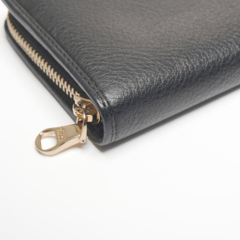 LOEWE Leather logo round zip Purse black WS24392