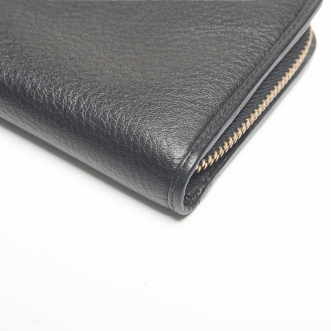 LOEWE Leather logo round zip Purse black WS24392