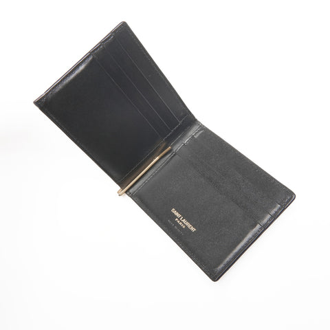 YVES SAINT LAURENT money clip leather Bifold Wallet black WS24393