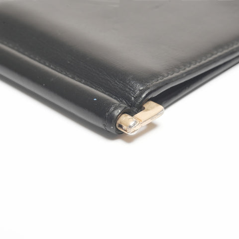 YVES SAINT LAURENT money clip leather Bifold Wallet black WS24393