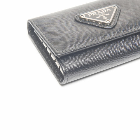 PRADA Leather Triangle Logo Key holder black WS24404