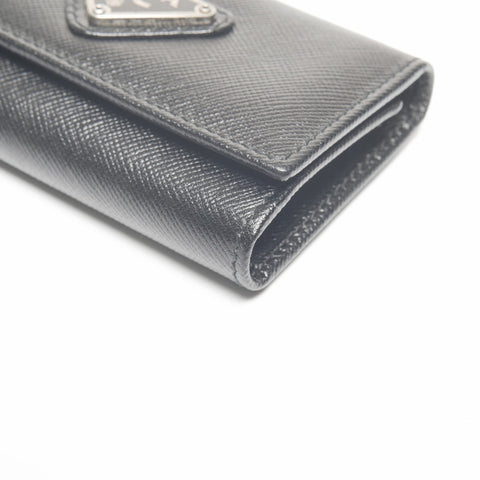 PRADA Leather Triangle Logo Key holder black WS24404