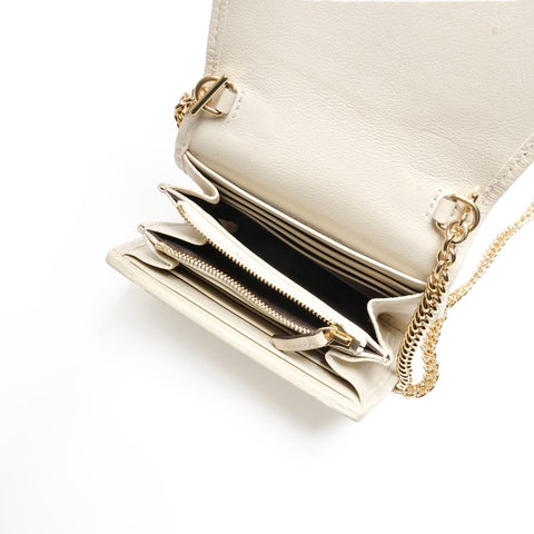 GUCCI Blondie Medium Leather Chain Wallet Shoulder Bag Ivory WS24407