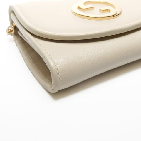GUCCI Blondie Medium Leather Chain Wallet Shoulder Bag Ivory WS24407