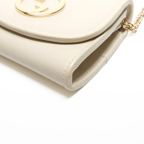 GUCCI Blondie Medium Leather Chain Wallet Shoulder Bag Ivory WS24407