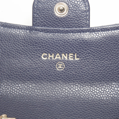 CHANEL 2022-2025 Matelasse Card Case Compact Wallet Coin case Navy WS24408
