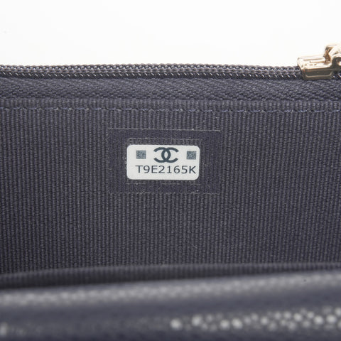 CHANEL 2022-2025 Matelasse Card Case Compact Wallet Coin case Navy WS24408