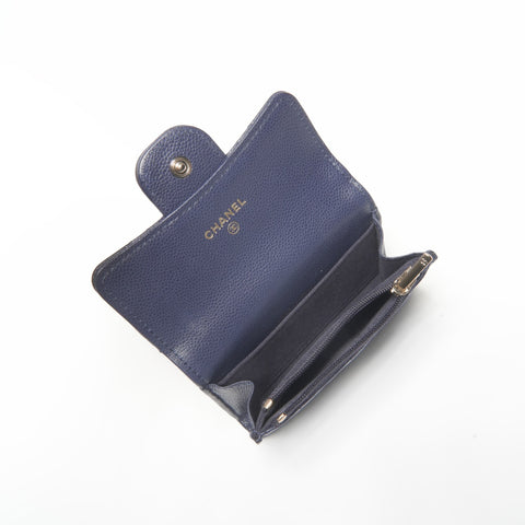 CHANEL 2022-2025 Matelasse Card Case Compact Wallet Coin case Navy WS24408