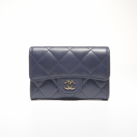CHANEL 2022-2025 Matelasse Card Case Compact Wallet Coin case Navy WS24408