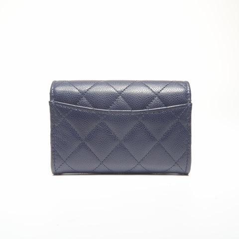 CHANEL 2022-2025 Matelasse Card Case Compact Wallet Coin case Navy WS24408