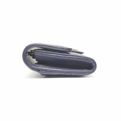 CHANEL 2022-2025 Matelasse Card Case Compact Wallet Coin case Navy WS24408