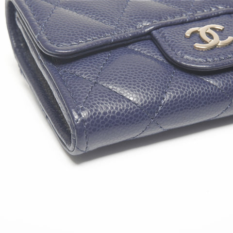 CHANEL 2022-2025 Matelasse Card Case Compact Wallet Coin case Navy WS24408