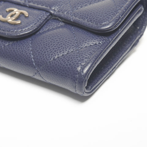CHANEL 2022-2025 Matelasse Card Case Compact Wallet Coin case Navy WS24408
