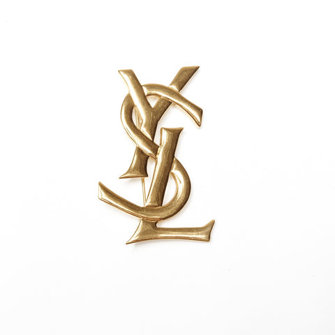 YVES SAINT LAURENT YSL logo Brooch gold WS24414
