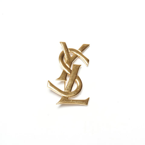YVES SAINT LAURENT YSL Logo Brosche Gold WS24415