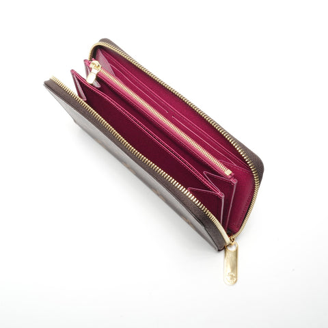 LOUIS VUITTON Monogram Zippy Wallet Fuchsia Purse Brown WS24420