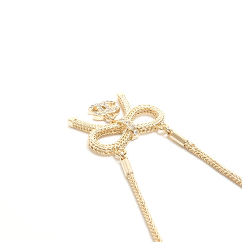 CHANEL B24C 2024 COCO Mark Ribbon Rhinestone Necklace gold WS24423