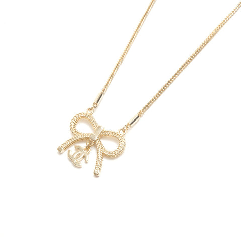 CHANEL B24C 2024 COCO Mark Ribbon Rhinestone Necklace gold WS24423