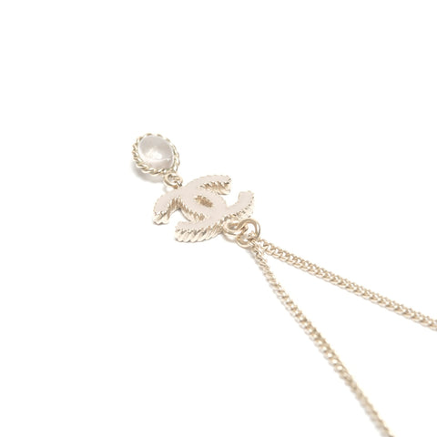 CHANEL B12A 2012 COCO Mark Rhinestone Necklace gold WS24428