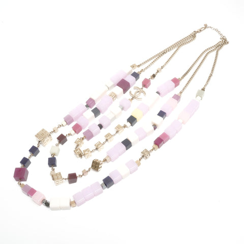 CHANEL 04P 2004 COCO Mark Cube Triple Necklace multicolor WS24434