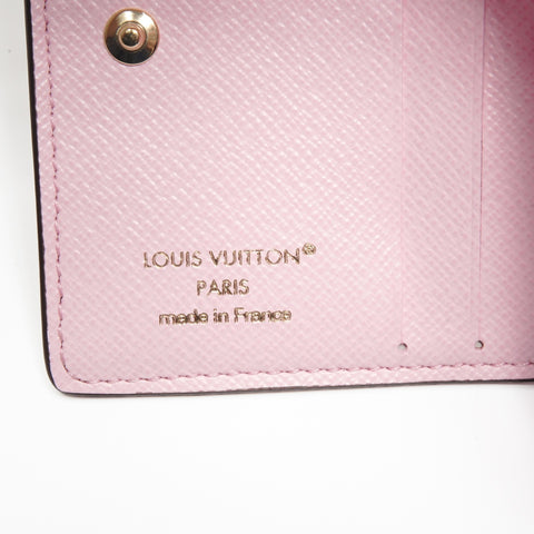 LOUIS VUITTON Monogram Pocket Wallet with LV Charm in Pink Bifold Wallet Brown WS24437