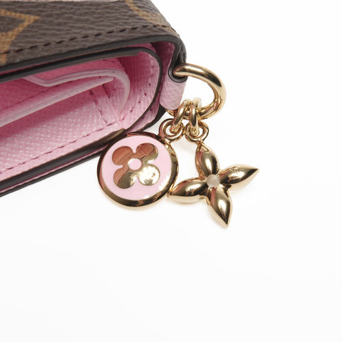 LOUIS VUITTON Monogram Pocket Wallet with LV Charm in Pink Bifold Wallet Brown WS24437