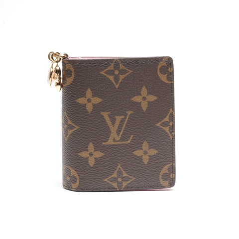 LOUIS VUITTON Monogram Pocket Wallet with LV Charm in Pink Bifold Wallet Brown WS24437