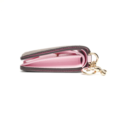 LOUIS VUITTON Monogram Pocket Wallet with LV Charm in Pink Bifold Wallet Brown WS24437