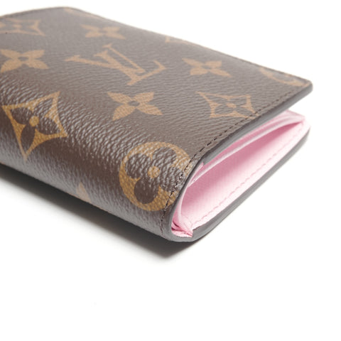 LOUIS VUITTON Monogram Pocket Wallet with LV Charm in Pink Bifold Wallet Brown WS24437
