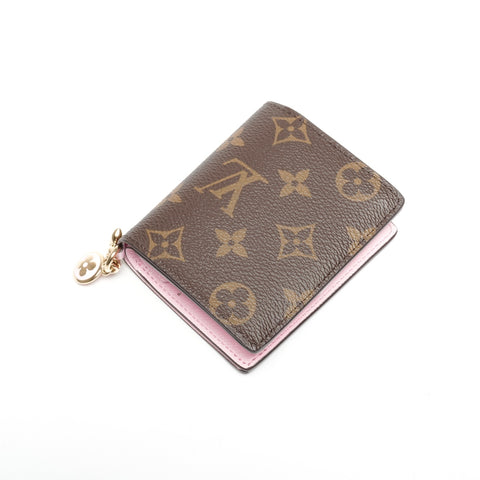 LOUIS VUITTON Monogram Pocket Wallet with LV Charm in Pink Bifold Wallet Brown WS24437
