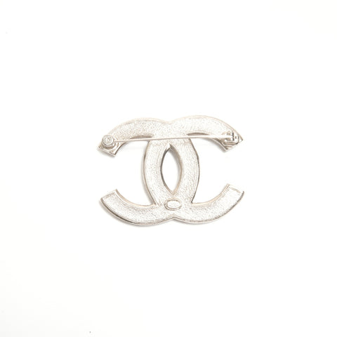 CHANEL 23K 2023 COCO Mark Star Rhinestone Brooch Silver WS24448