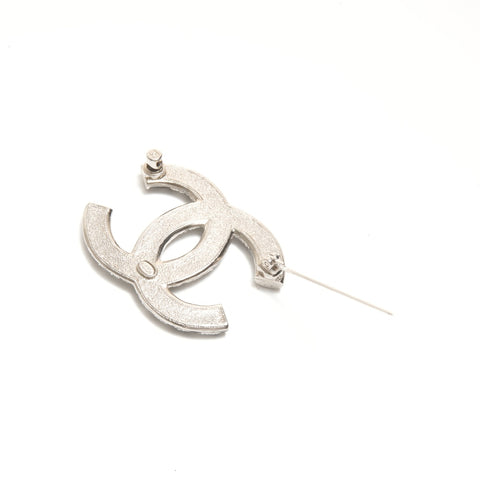 CHANEL 23K 2023 COCO Mark Star Rhinestone Brooch Silver WS24448