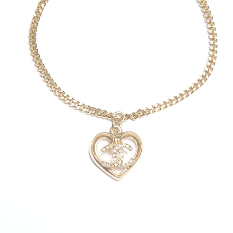 CHANEL 23C 2023 COCO Mark Heart Rhinestone bracelet gold WS24449