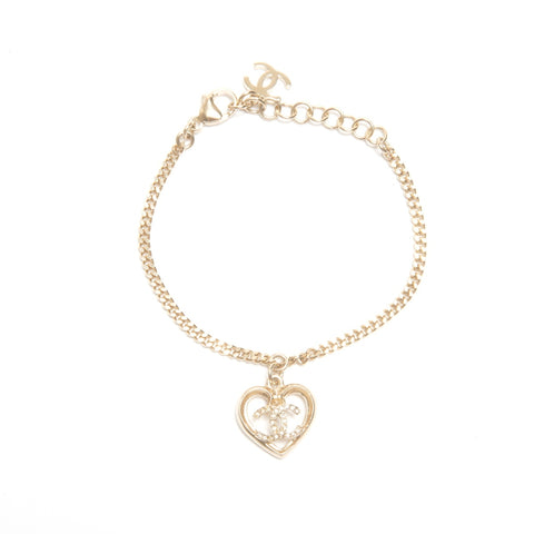 CHANEL 23C 2023 COCO Mark Heart Rhinestone bracelet gold WS24449