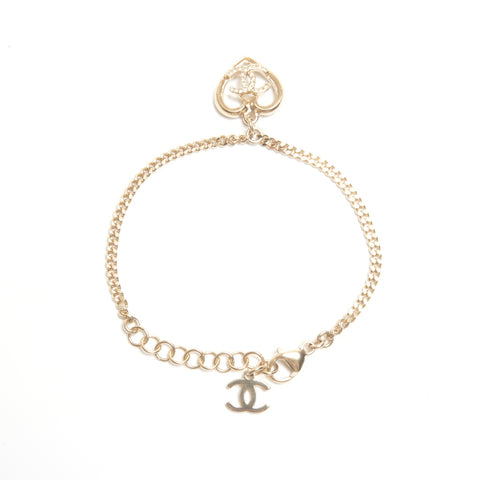 CHANEL 23C 2023 COCO Mark Heart Rhinestone bracelet gold WS24449