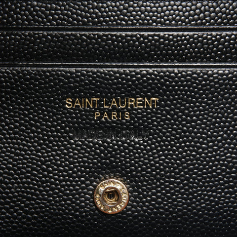 YVES SAINT LAURENT Cassandra Leather Compact Zip Wallet Bifold Wallet black WS24455