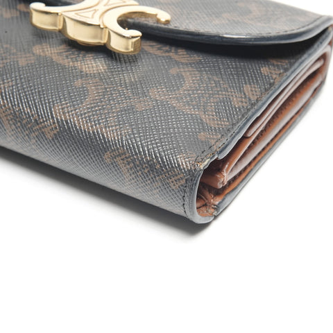 CELINE PVC Macadam Triomphe Tri-fold wallet Brown WS24460