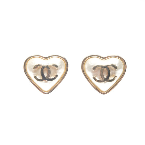 CHANEL B22 C 2022 COCO Mark Heart Fake Pearl Pierce gold WS24465