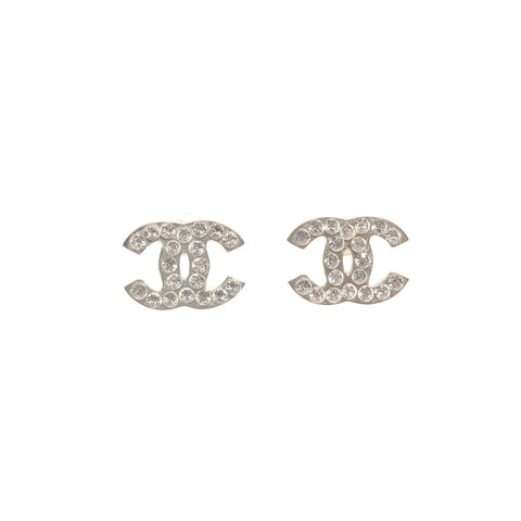 CHANEL 07 V 2007 COCO Mark Rhinestone Pierce Silver WS24470