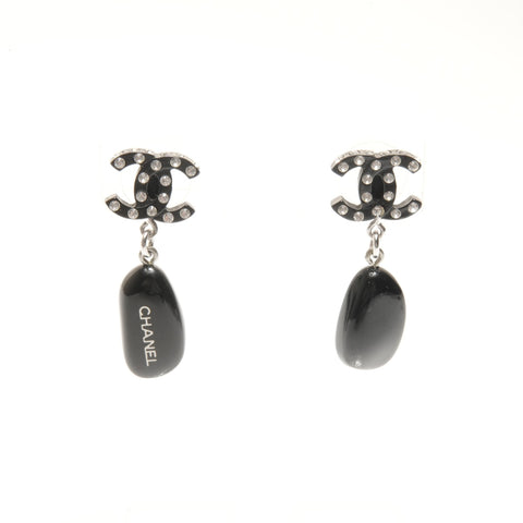 CHANEL 04 A 2004 COCO Mark Rhinestone Pierce black WS24471