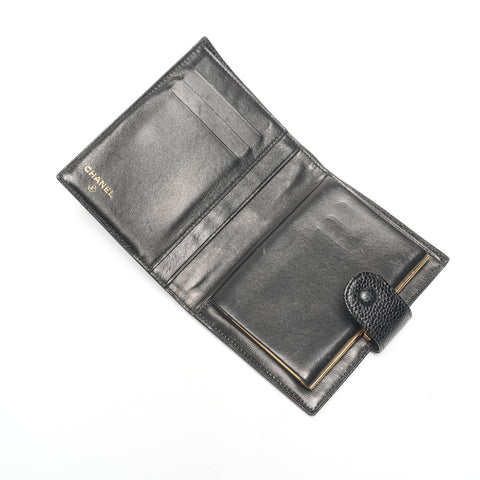 CHANEL No. 4 1996-1997 Caviar COCO Mark Bifold Wallet black WS24474