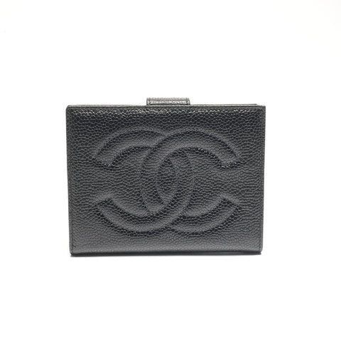 CHANEL No. 4 1996-1997 Caviar COCO Mark Bifold Wallet black WS24474